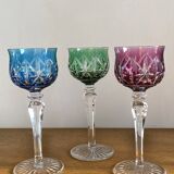 Set of 6 large Rhine wine glasses Roemer in colored crystal