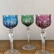 Set of 6 large Rhine Roemer wine glasses in coloured crystal.