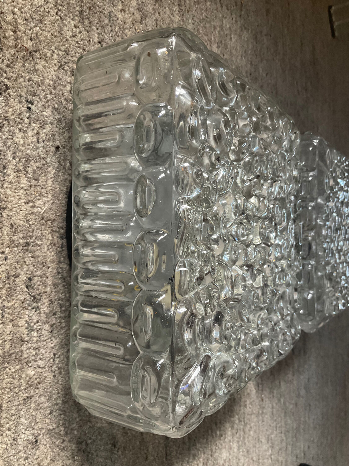 Pair of vintage wall lamps or ceiling lamp in molded glass 70s