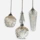 Suspension cascade triple Holophanes and vintage pendants