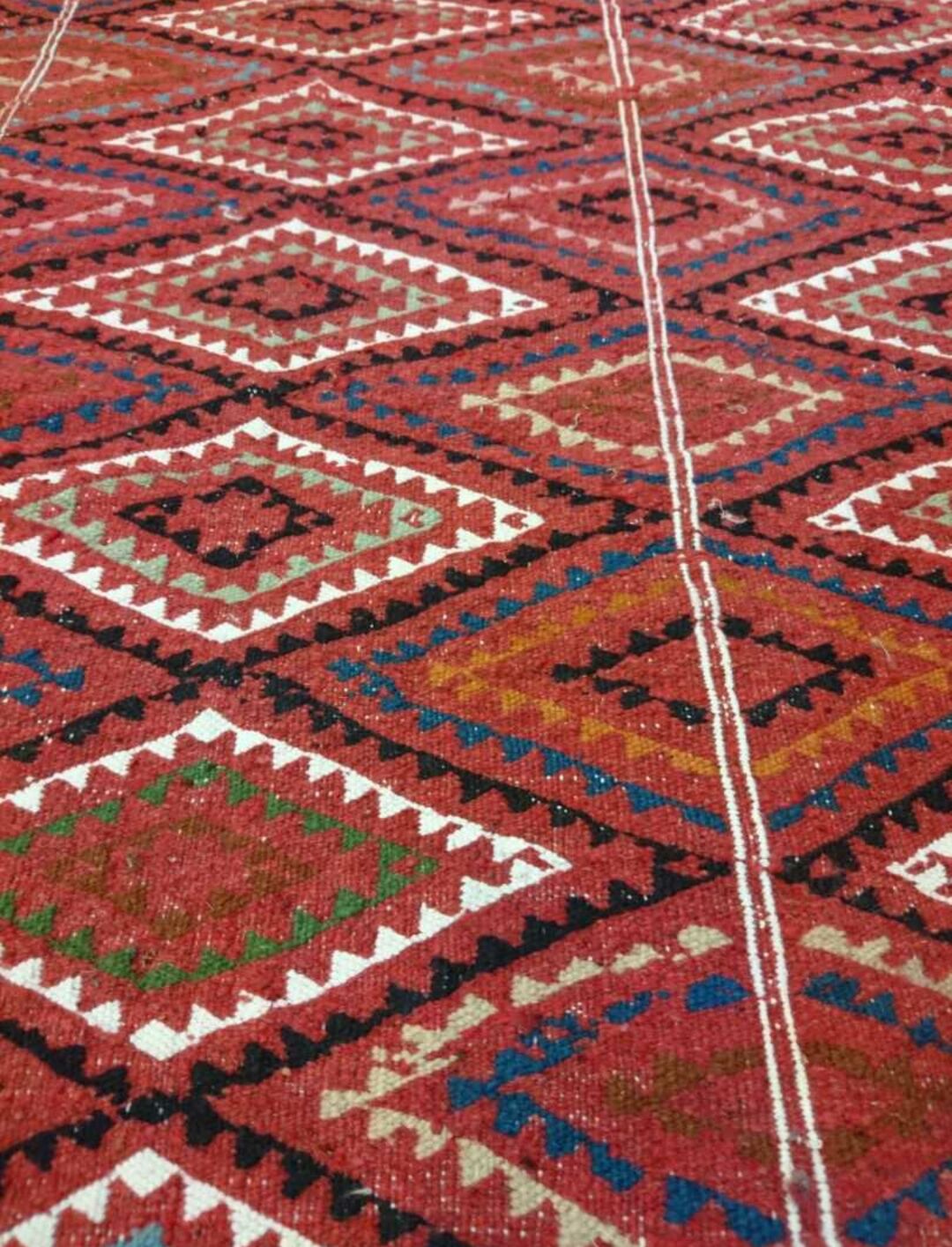 Red Berber Kilim multicolor handmade woollen 100x200cm