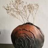 Vase plat en raku circa 1990