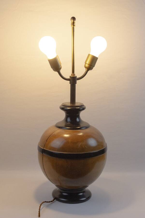 Turned wooden ball lamp base