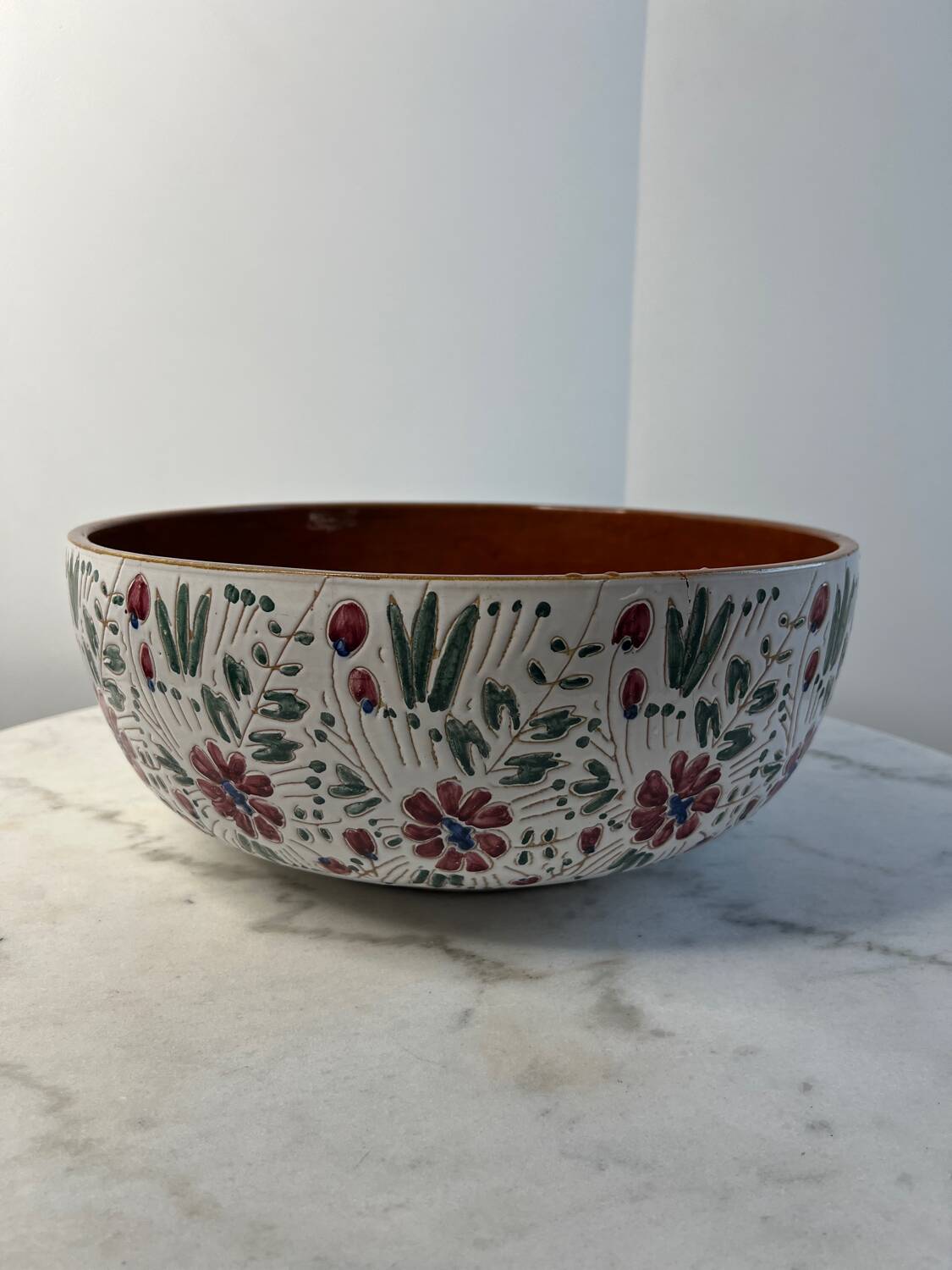 Very large hand-stamped salad bowl