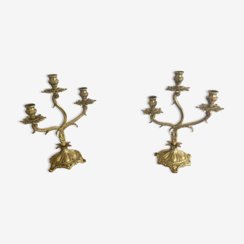 Paire de chandeliers en bronze doré