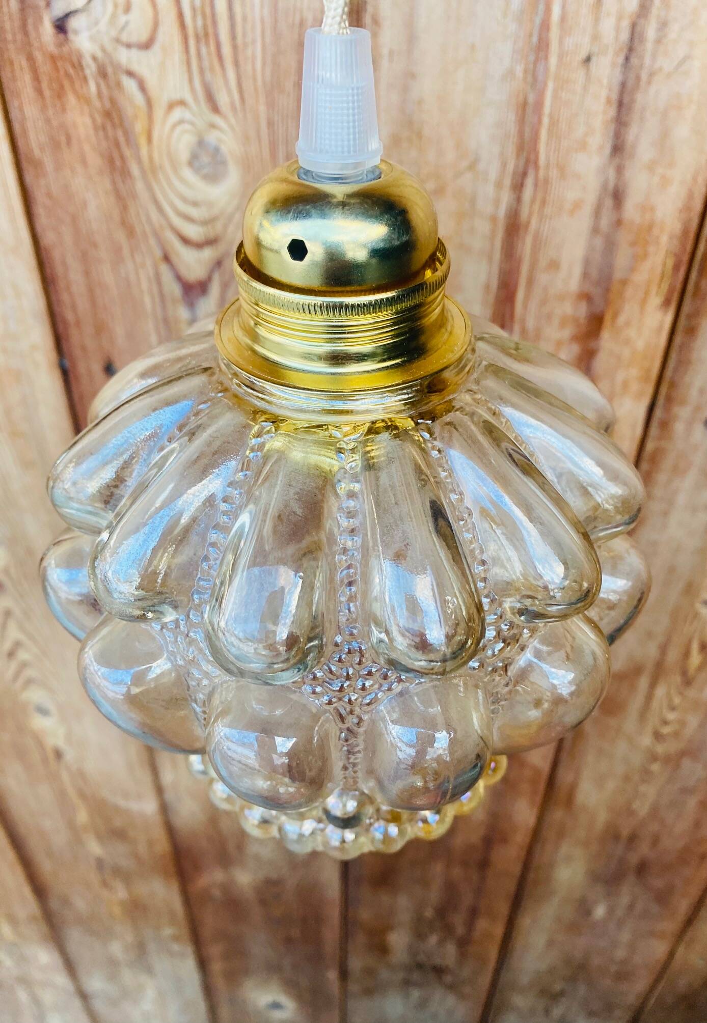 Vintage moulded glass pendant light