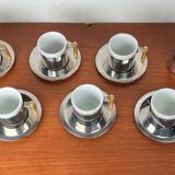 Espresso cups and saucers from the Italian postmodern Lavazza Oro series by Balzano, 1980s, set of 7.