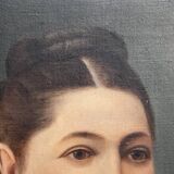 Huile sur toile, fin XIXe, jeune femme