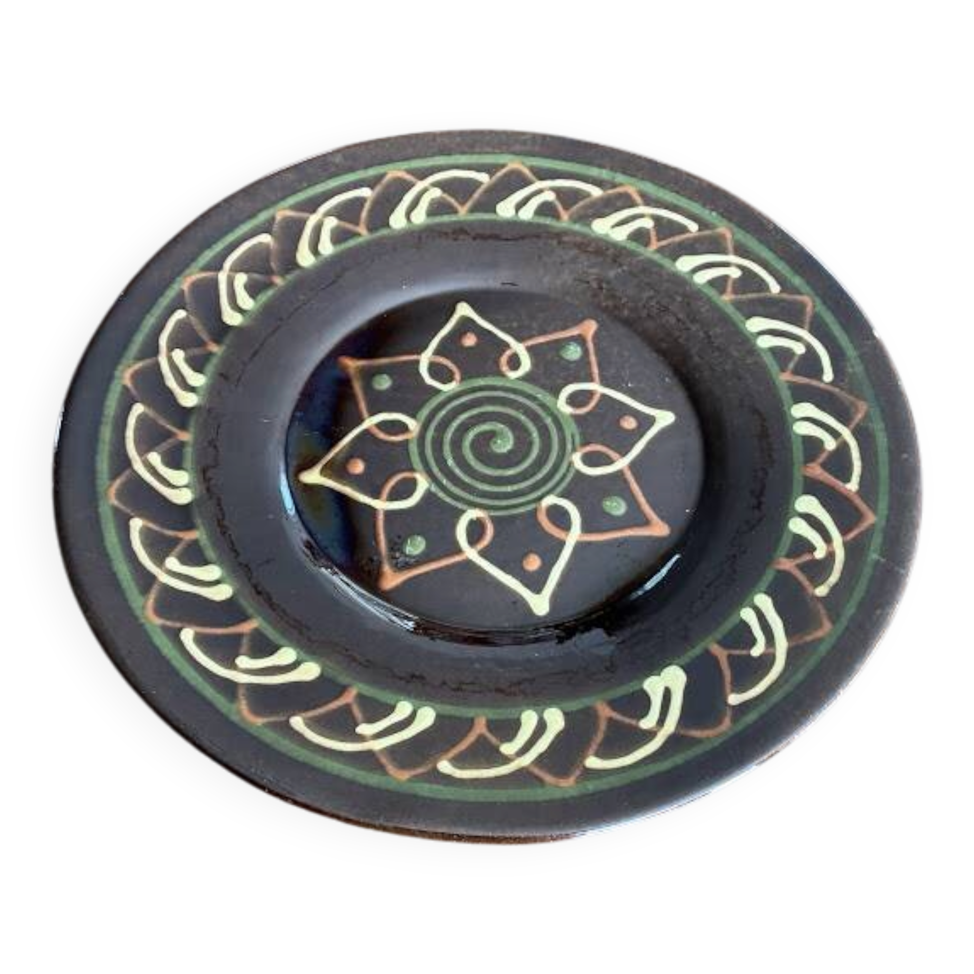 Large decorative ceramic plate (39.5 cm) signed Biot