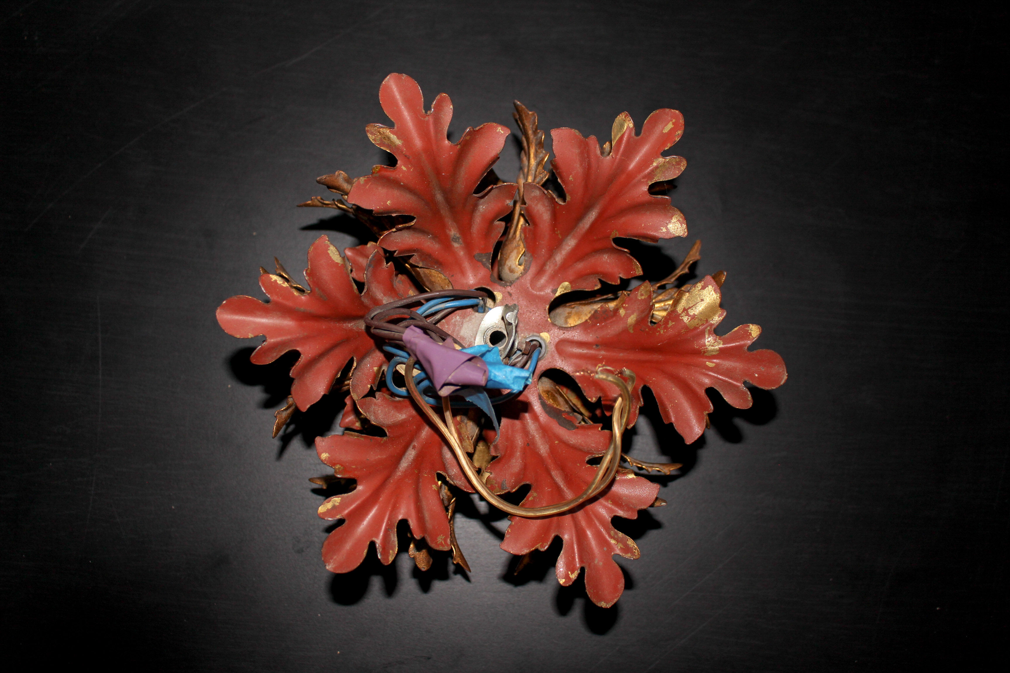 Banci firenze gilded flush mount italian wall lamp, 1960s