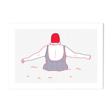 Illustration a4 naiade no. 2/8  bretagne baigneuse bleu
