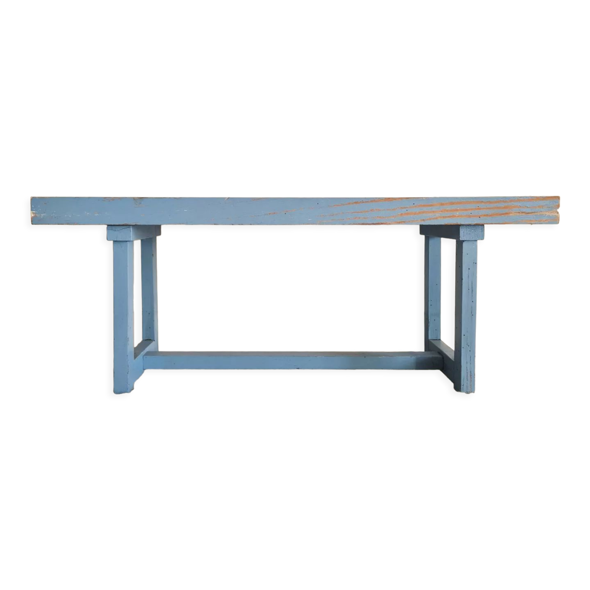 Old bench with blue slats