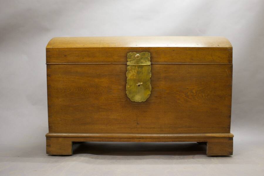 19th Century Oak Chest with Curved Top, on Wheels