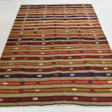 Turkish Red & Blue Striped Kilim Rug, 151x244Cm