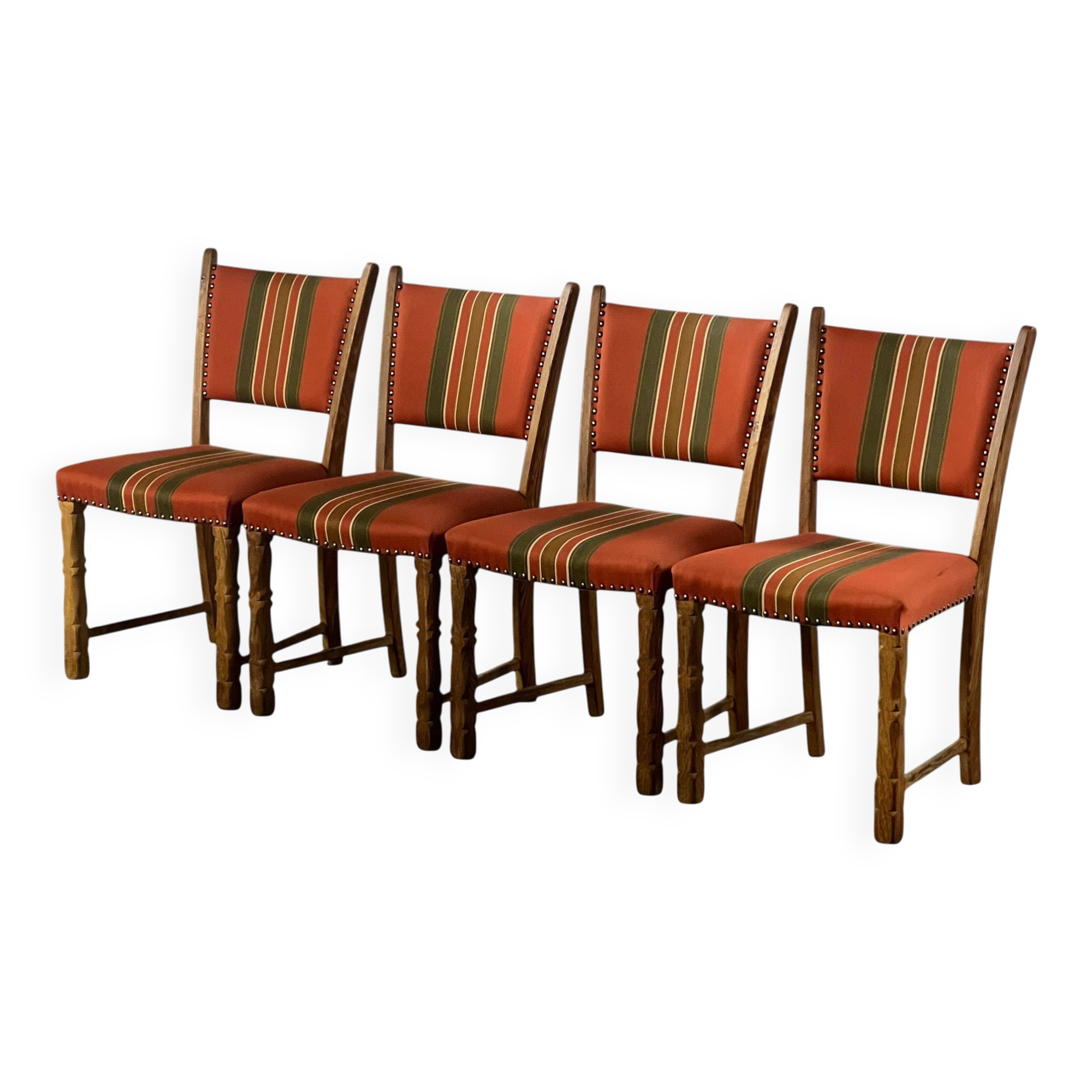 Set of 4 Vintage Danish Oak Dining Chairs, Henning Kjærnulf Style, 1960s