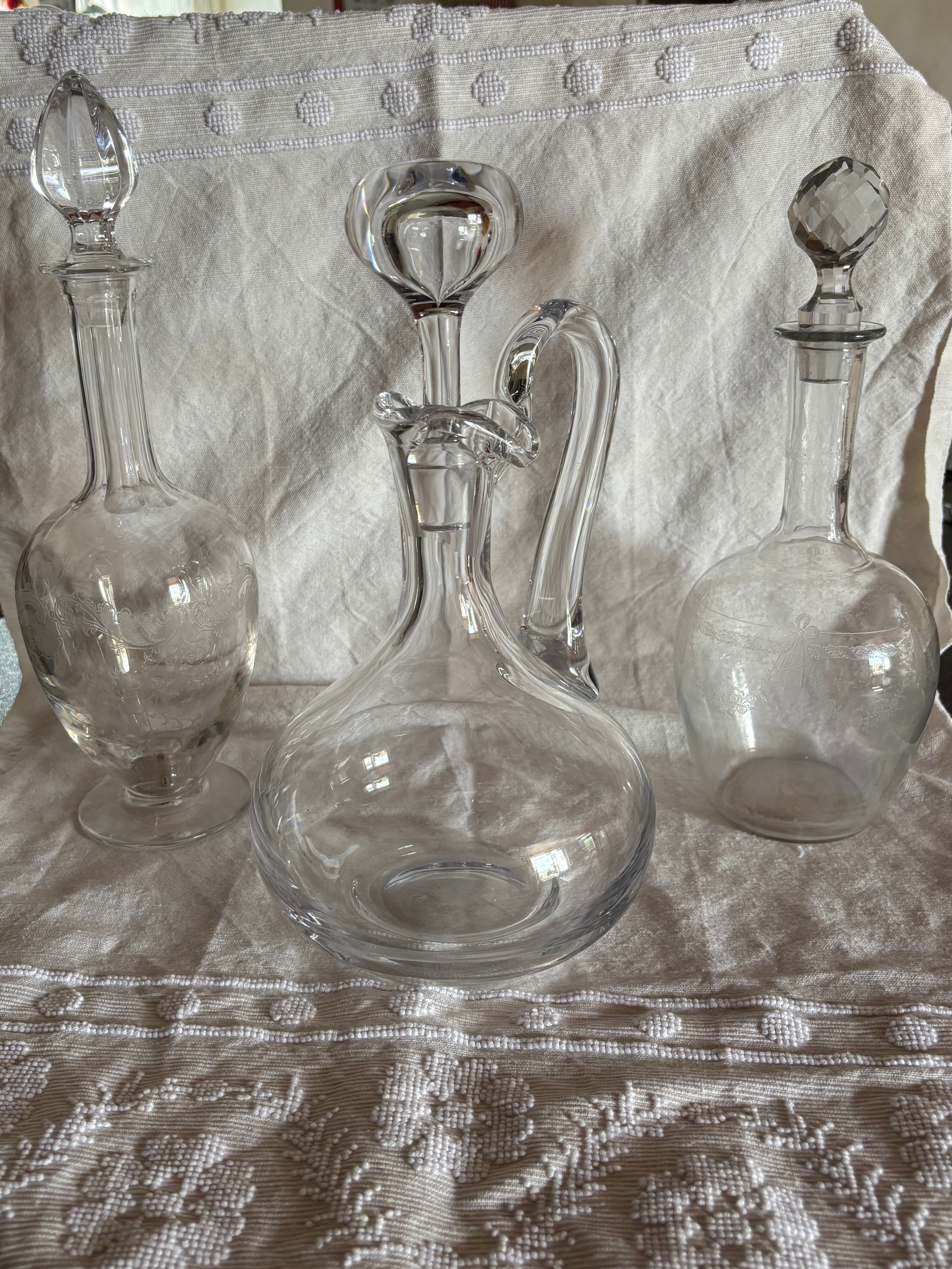 Antique St. Louis crystal carafes