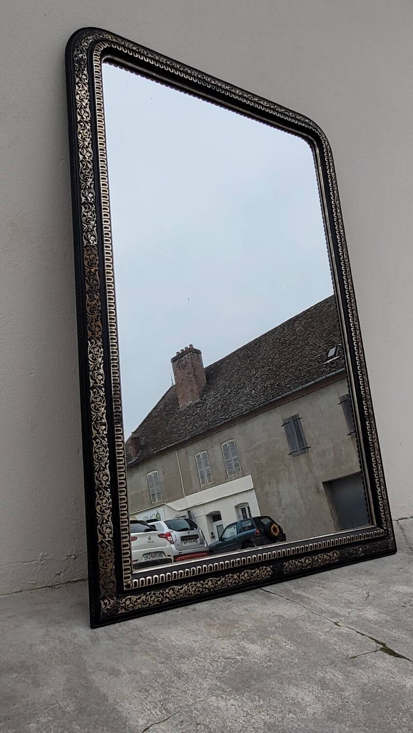 Louis Philippe Napoleon III mirror in decorated gilded wood - 1m70