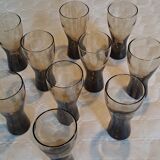 Set of 10 smoked glasses from the 60s/70s