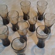 Set of 10 smoked glasses from the 60s/70s