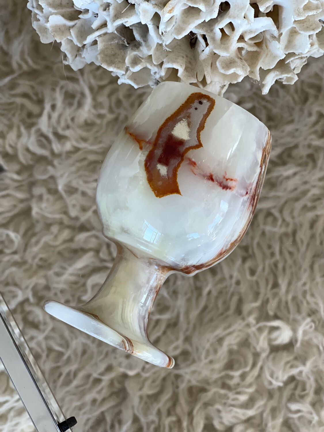 4 onyx wine glasses 1970