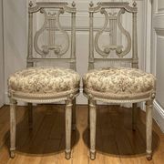 Pair of chairs, lyre back, based on a model by Jacob, Louis XVI style.