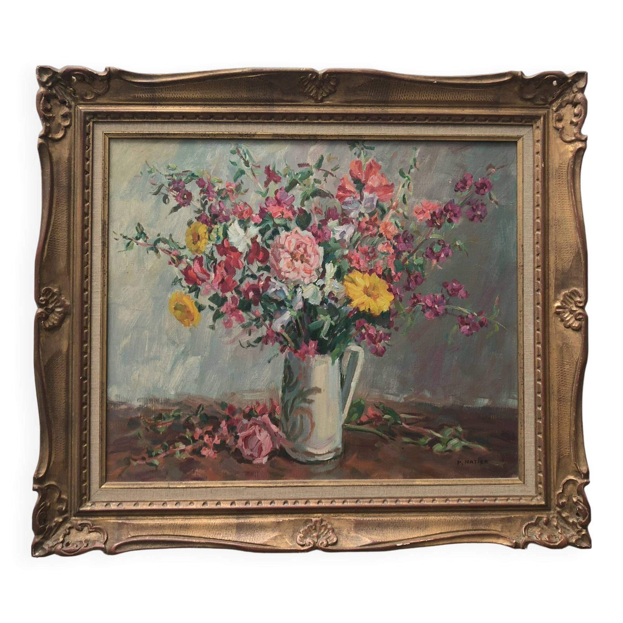 Still life bouquet of flowers oil painting