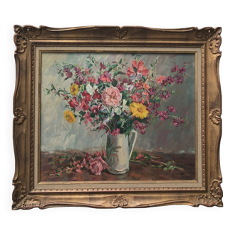 Still life bouquet of flowers oil painting