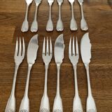 Set of 12 fish cutlery. Model Shell BOULENGER