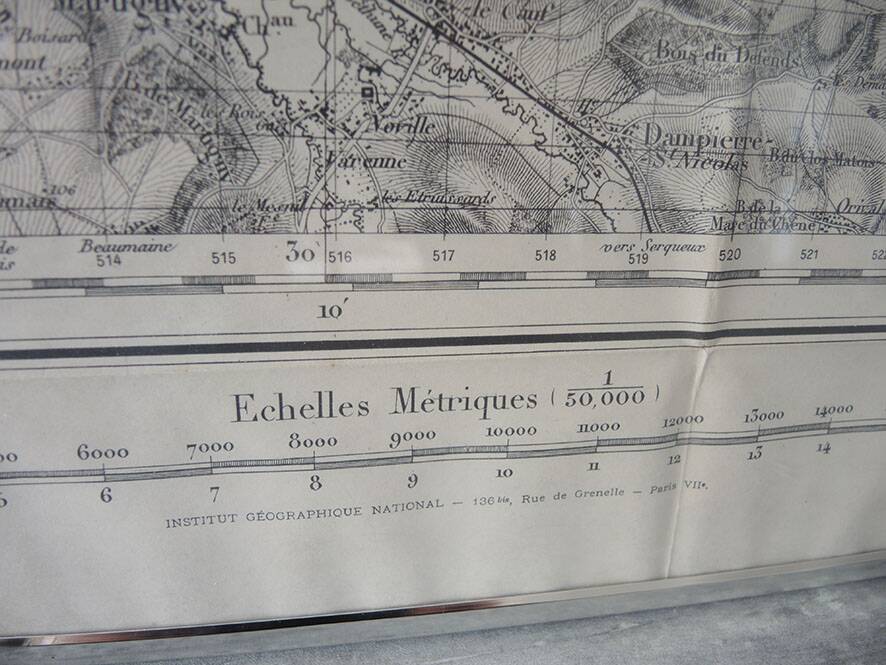 Old Framed General Staff Map: Dieppe