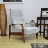 Mid-century armchair with folding footrest, 1960s