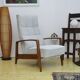 Mid-century armchair with folding footrest, 1960s