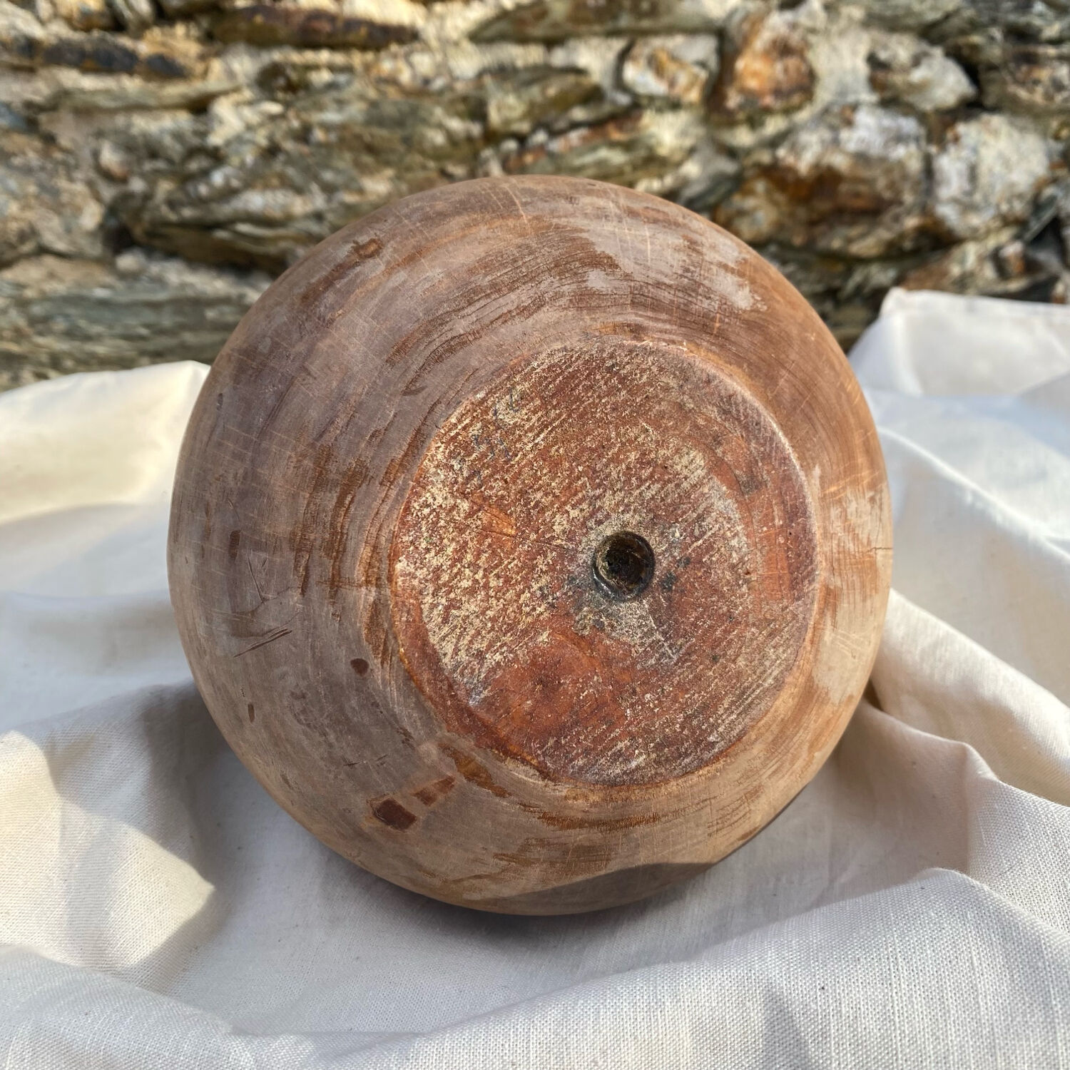 Wooden vase, brutalist, wabi-sabi, vintage craftsmanship.