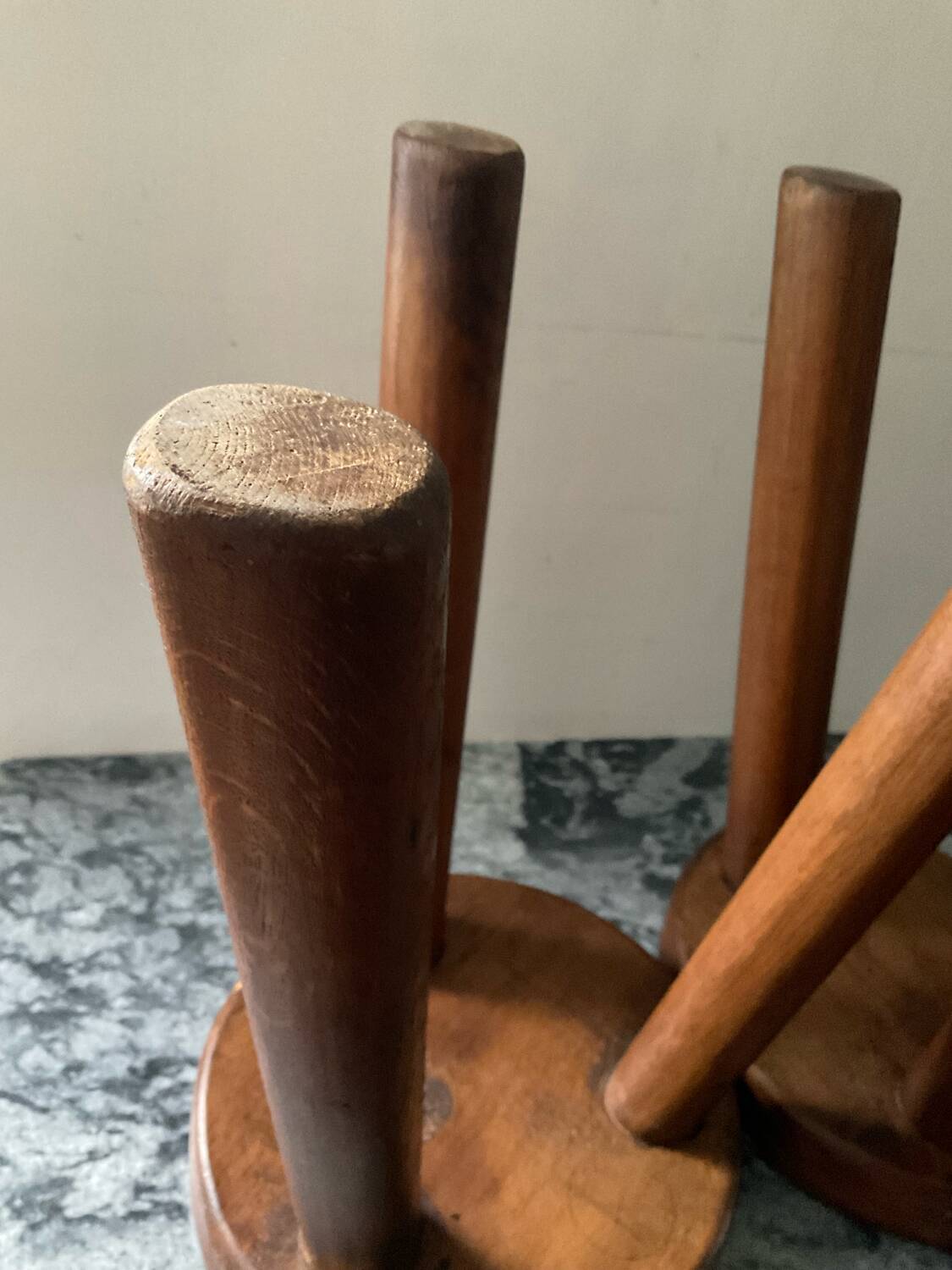 Pair of farmhouse stools in solid oak