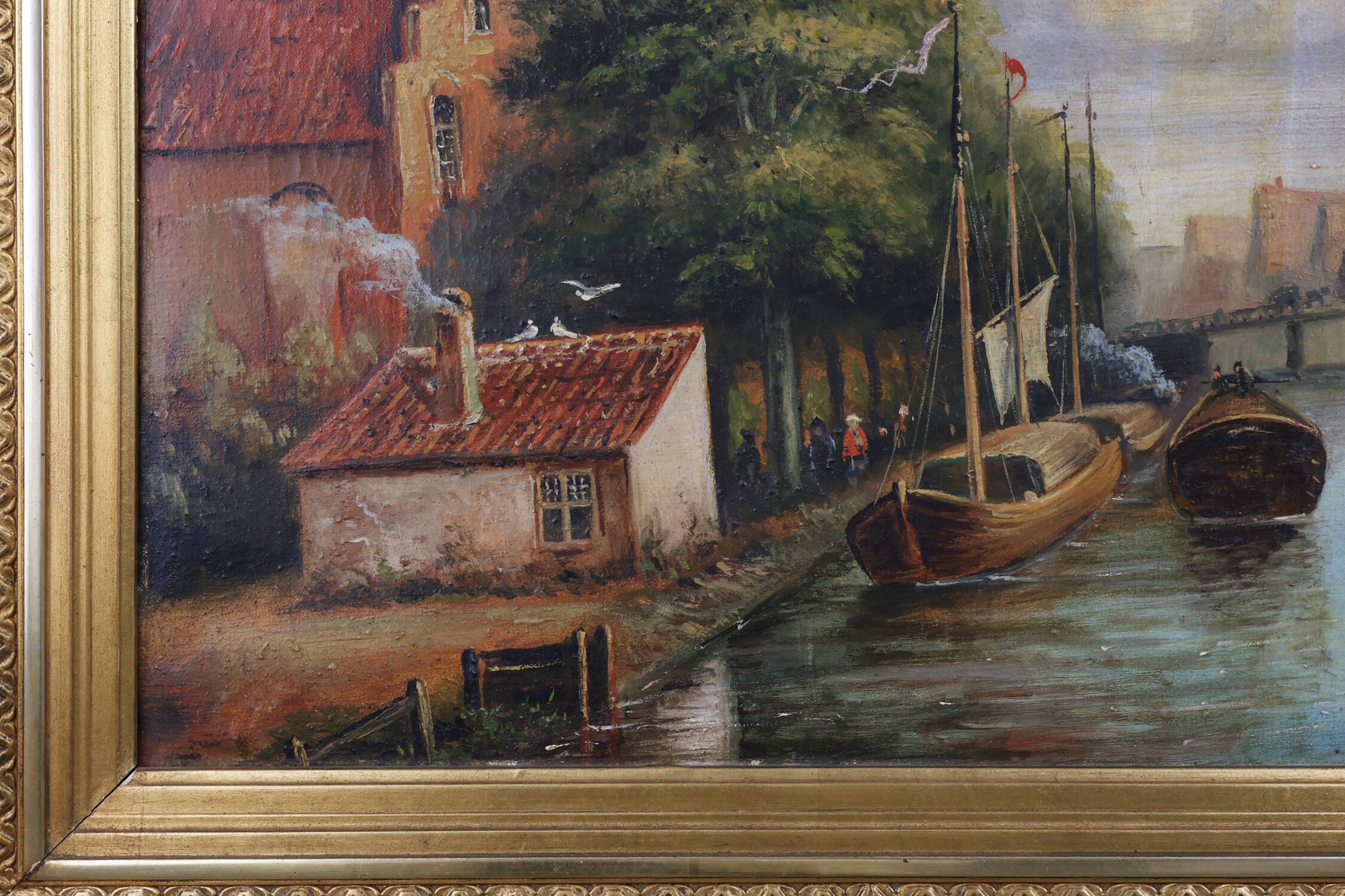 River Landscape with Sailboats, Belgium ca. 1850