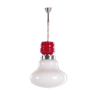 Suspension lampe avec verre au lait rouge et blanc des années 1960