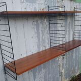 Vintage modular shelf in teak veneer and black metal, Nisse Strinning, 60s (2)
