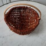 Rattan basket, vintage wood