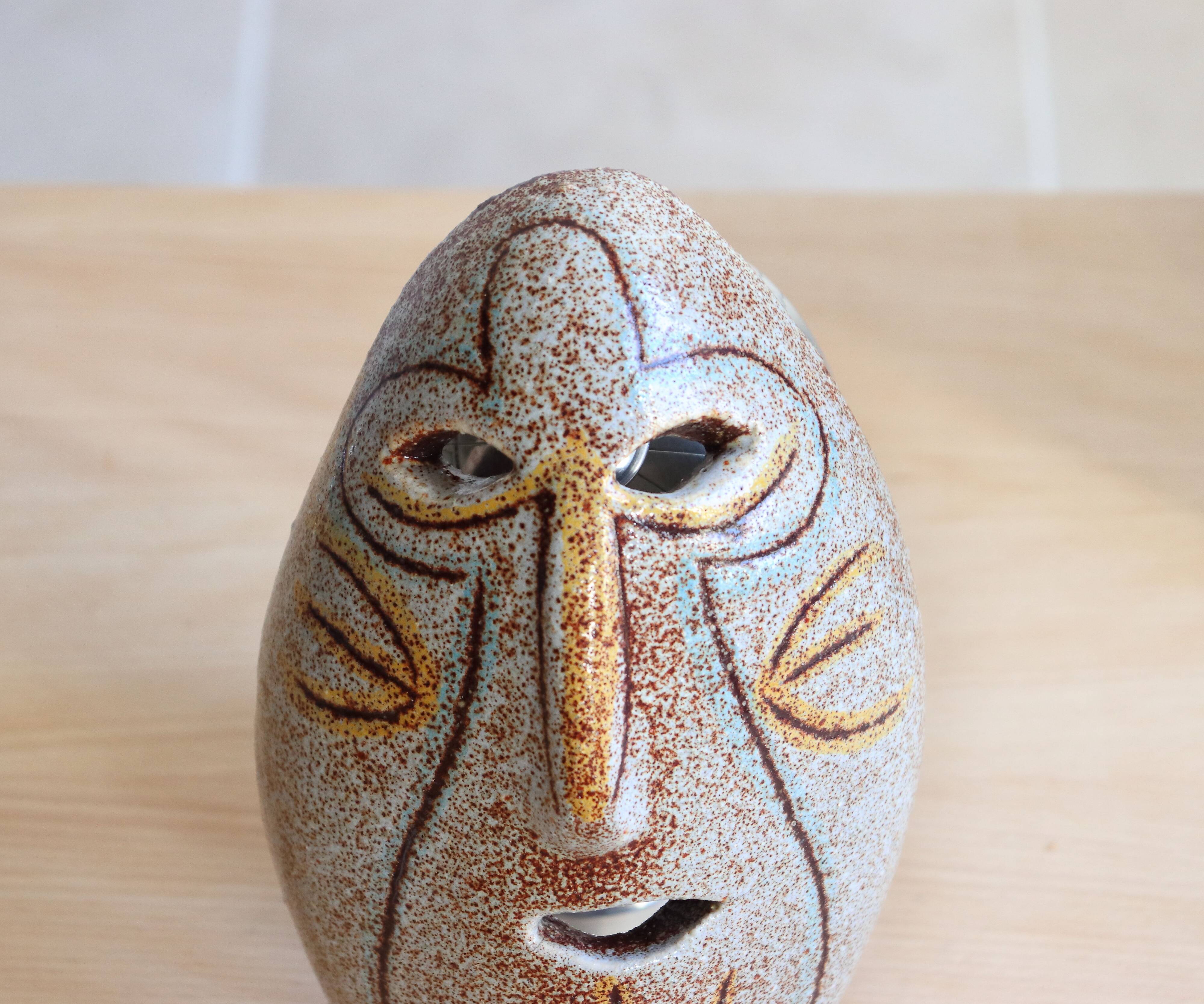 Mayan ceramic wall mask from Accolay, art brut, 1960s