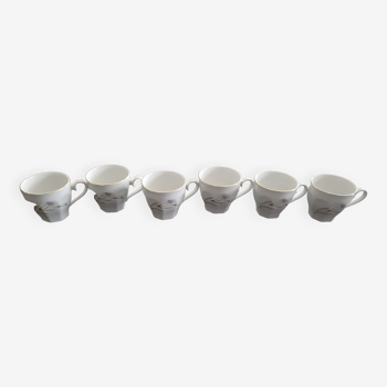 Set of 6 coffee cups in porcelain