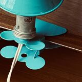 Small blue-green metal mushroom clip lamp vintage night light