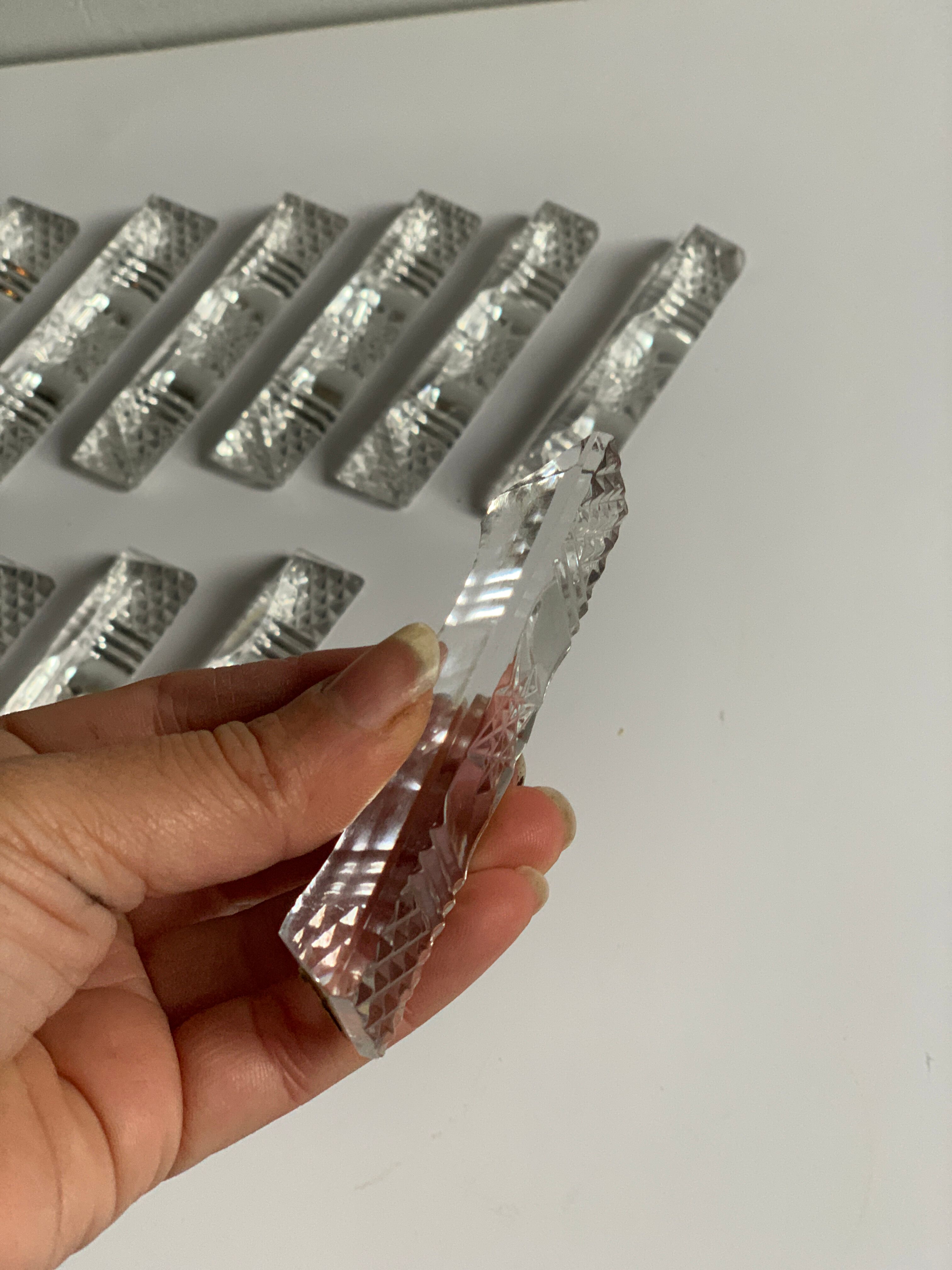 12 vintage crystal knife holders