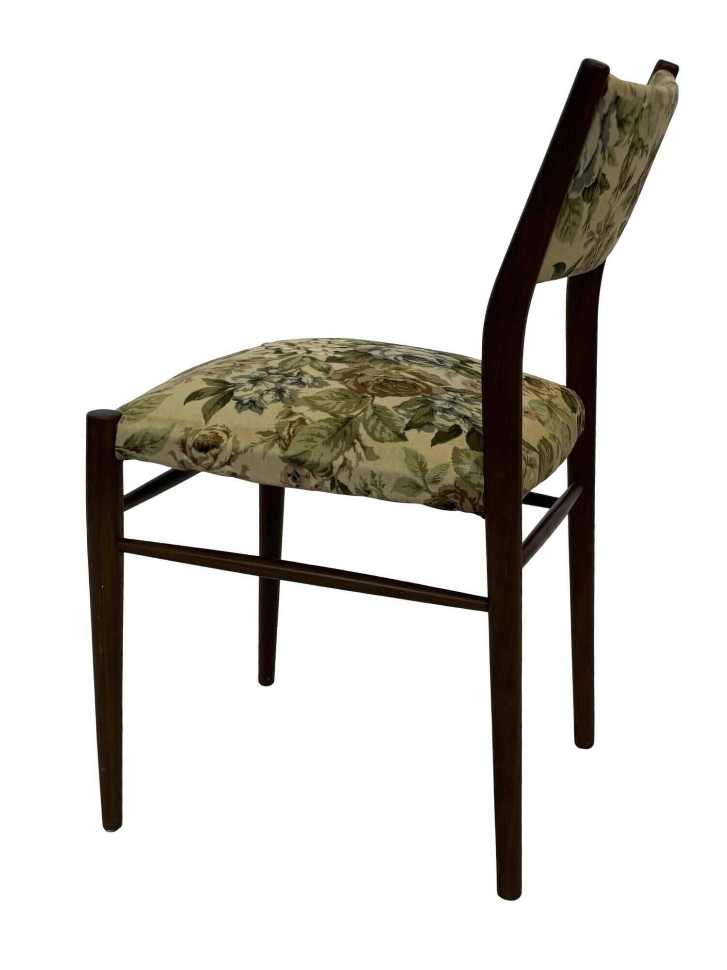 Vintage Dining Chair Flower Upholstery 1960s Teak