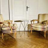 Pair of Roche Bobois cabriolet armchairs with "Queen's back"