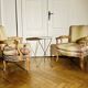 Pair of Roche Bobois cabriolet armchairs with "Queen's back"