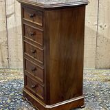 Nightstand in walnut and marble top, late 19th century
