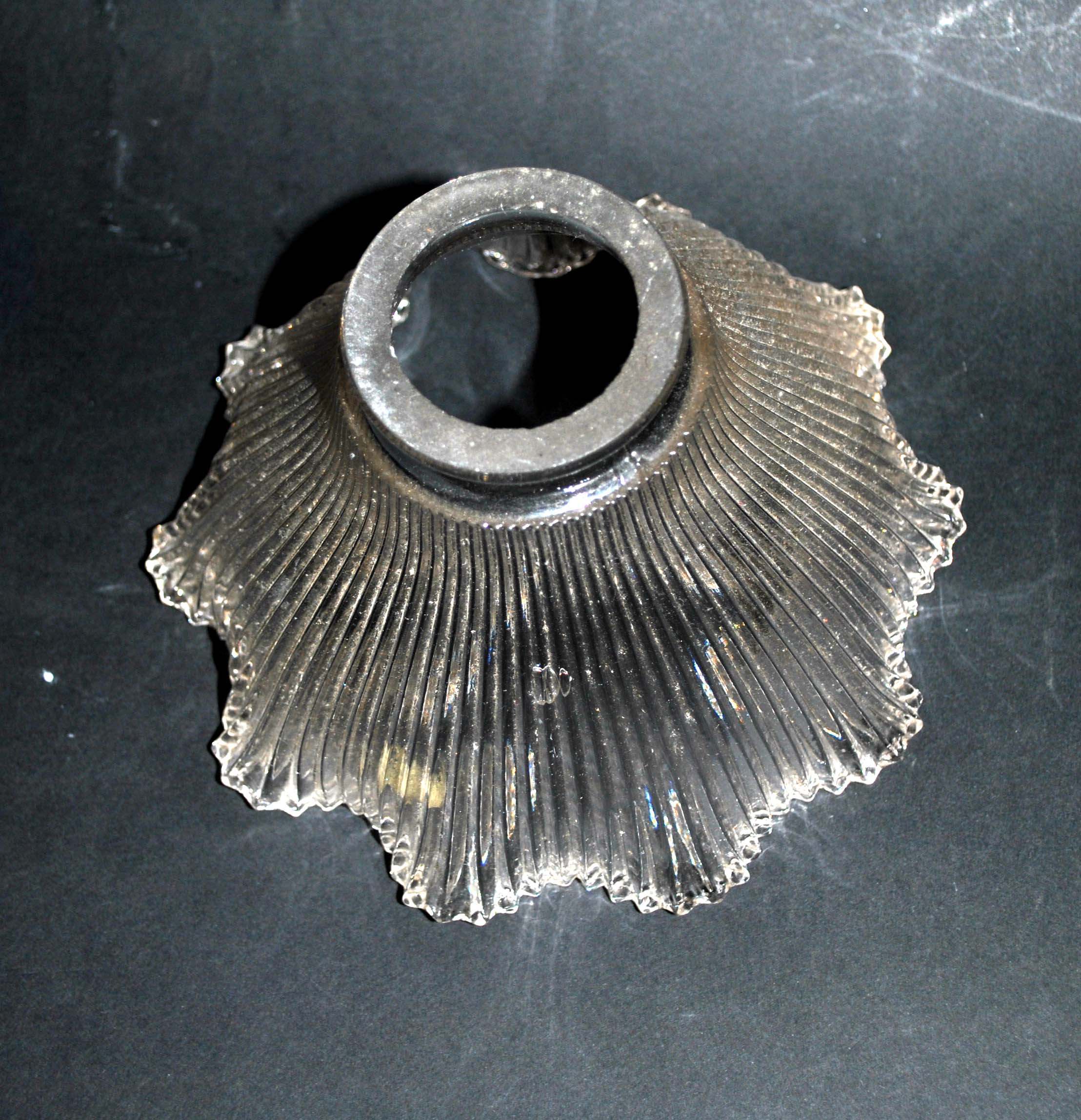 Tulip Striated molded pressed glass lamp cup