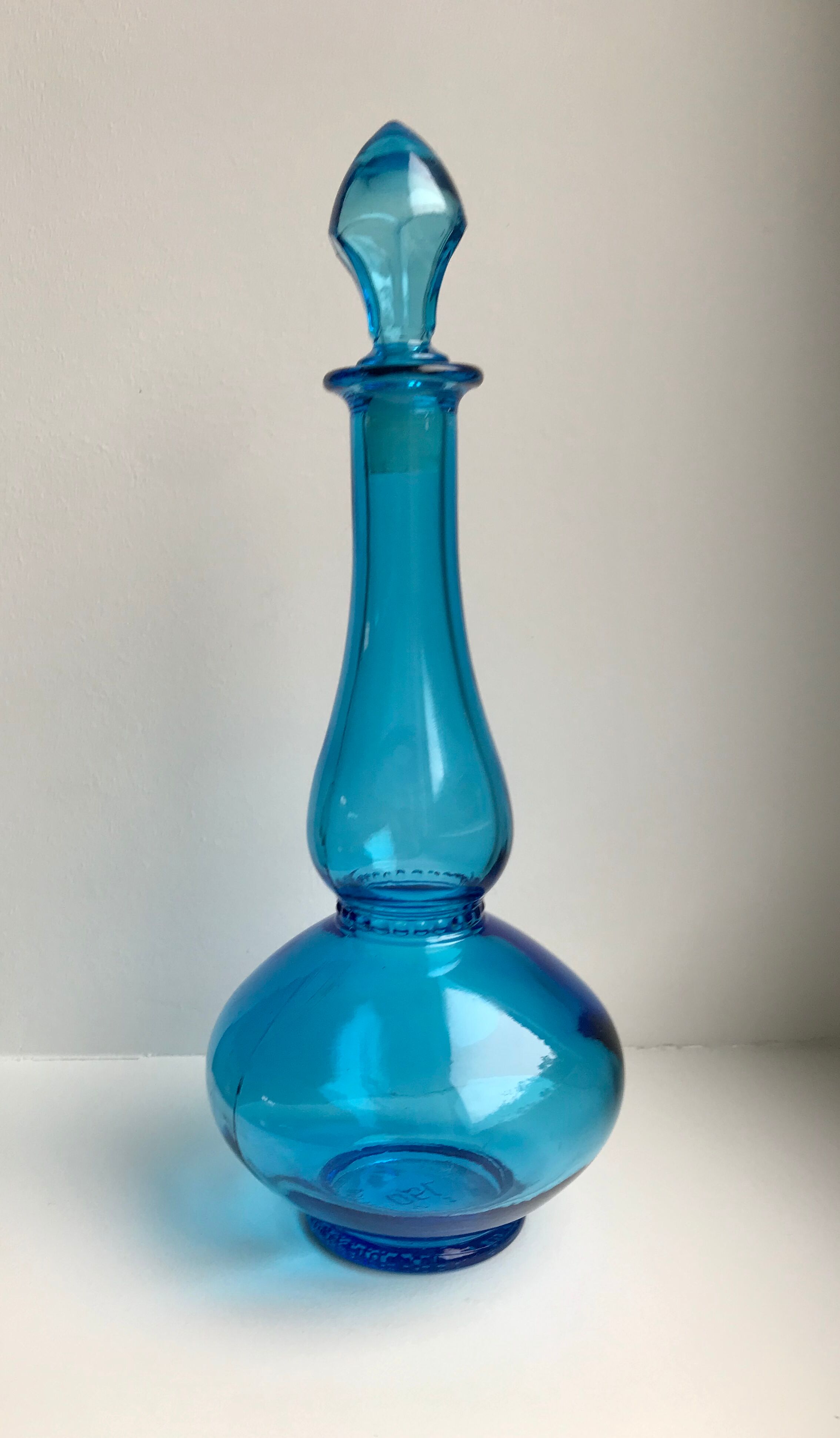 Turquoise blue carafe made in belgium 70s