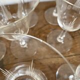 Etched glass stemware, red wine glasses