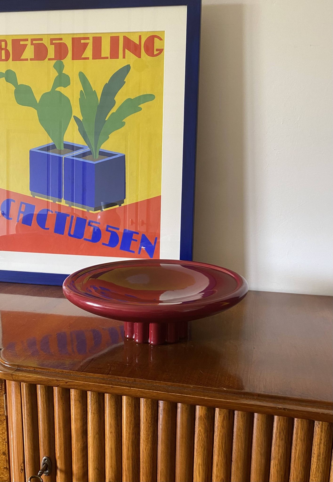 Paul Millet, Modern red vide poche / centerpiece, Sevres France 1930s