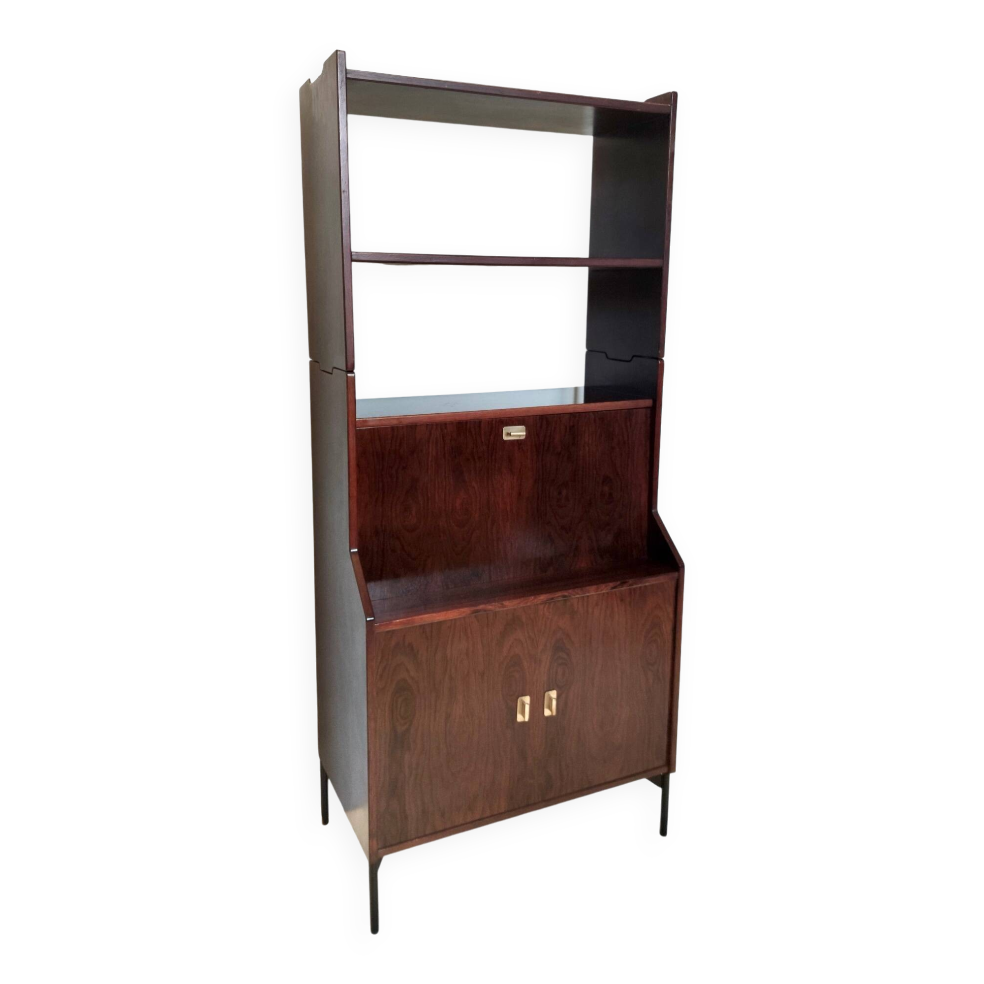 Vintage Walnut Bookshelf and Secretaire by Claudio Salocchi for Sormani, Italy